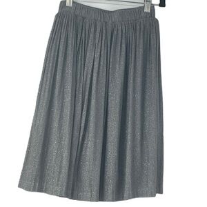 Kidichic Girls sz 10 Metallic Silver Pleated Aline Cotton Shimmer Soft Skirt